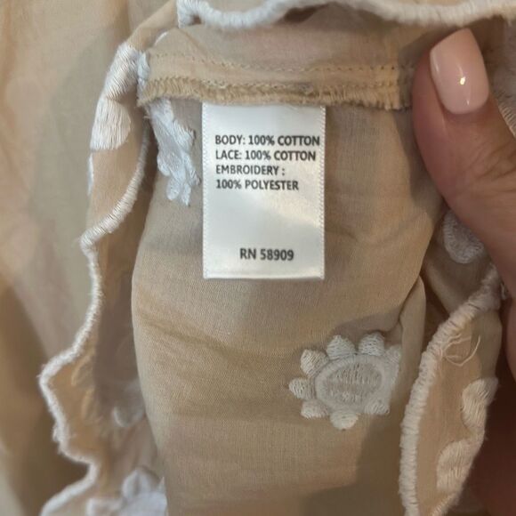 Antonio Melani Women's Embroidered Floral Tunic Cover-up Dress Natural Small - Picture 6 of 9